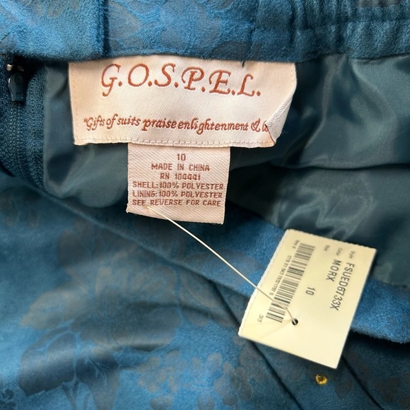 G.O.S.P.E.L. Formal 2 piece Suit Jacket Skirt Set Turquiose Blue Size 10 NWOT - Picture 8 of 10